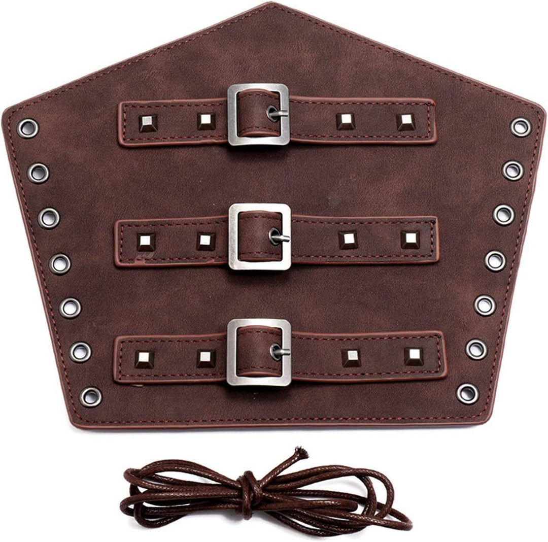 Thajaling 2 Stück Mittelalterliche Leder Armschützer, Punk Gothic Lederarmschienen, Vintage LARP Arm