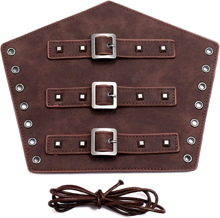 Thajaling 2 Stück Mittelalterliche Leder Armschützer, Punk Gothic Lederarmschienen, Vintage LARP Arm