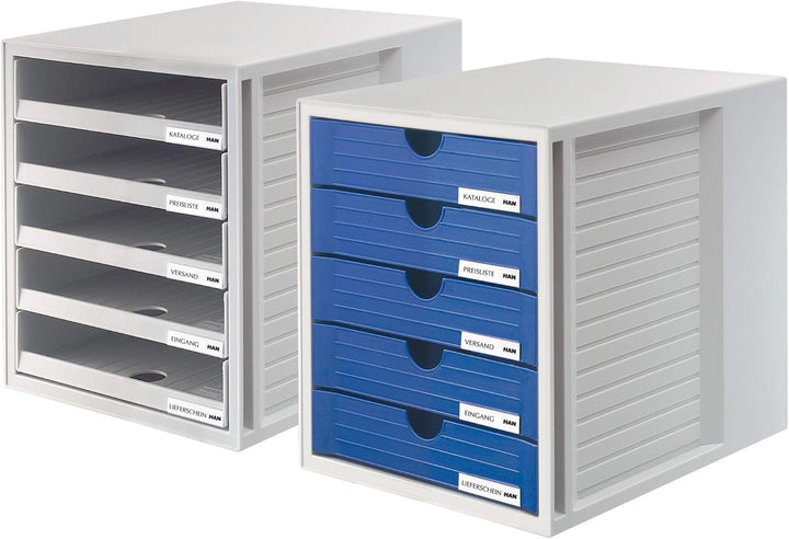 HAN Schubladenbox SYSTEMBOX mit 5 geschlossenen Schubladen für bis DIN C4, Schreibtisch oder im Schr