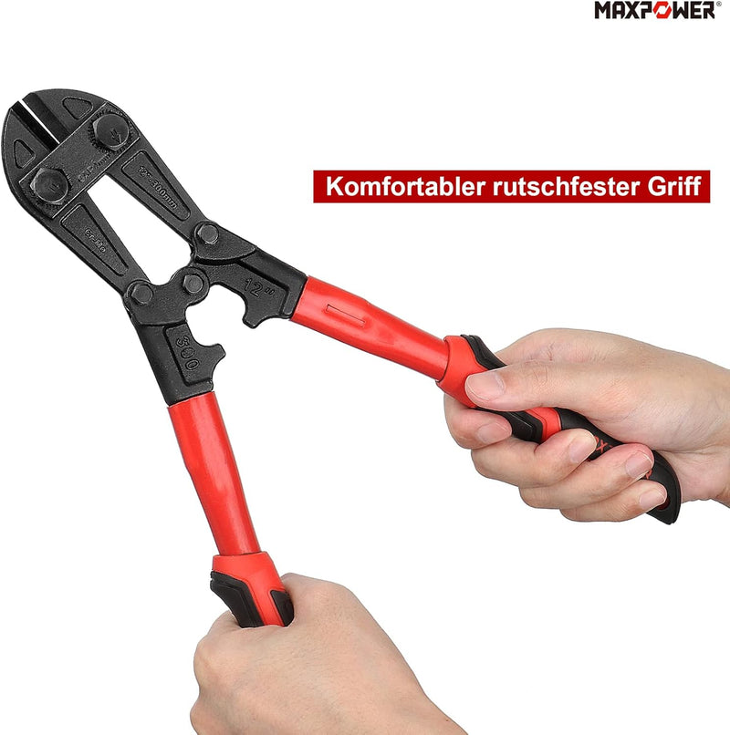 MAXPOWER Bolzenschneider 12 Zoll Maximale Öffnungskapazität 15mm Komfortabler Griff 300mm/12 Zoll, 3