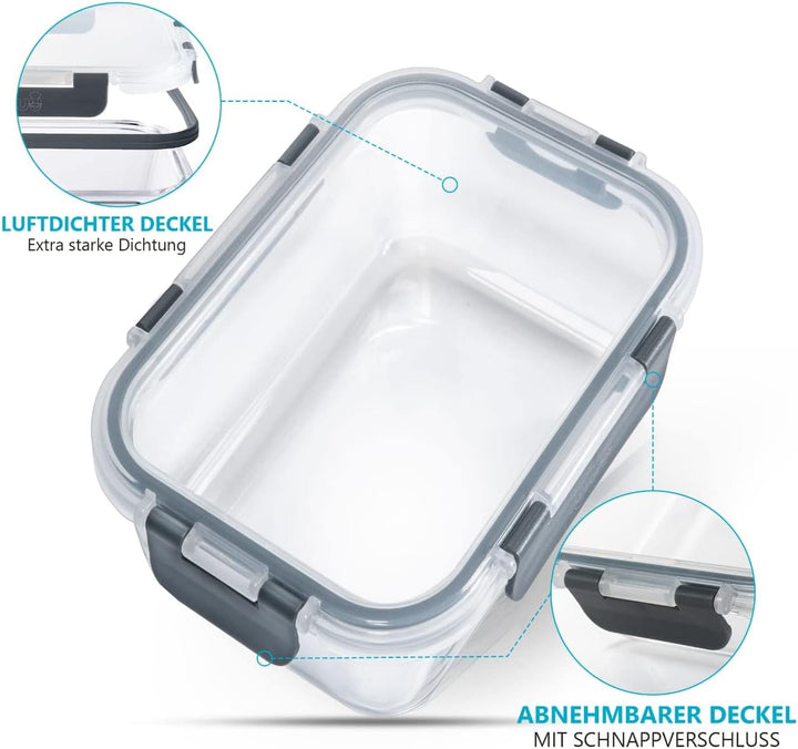 Igluu Meal Prep Glas Lebensmittel Frischhaltedosen 10 Stück, Lebensmittelbehälter Glas mit Schnappve