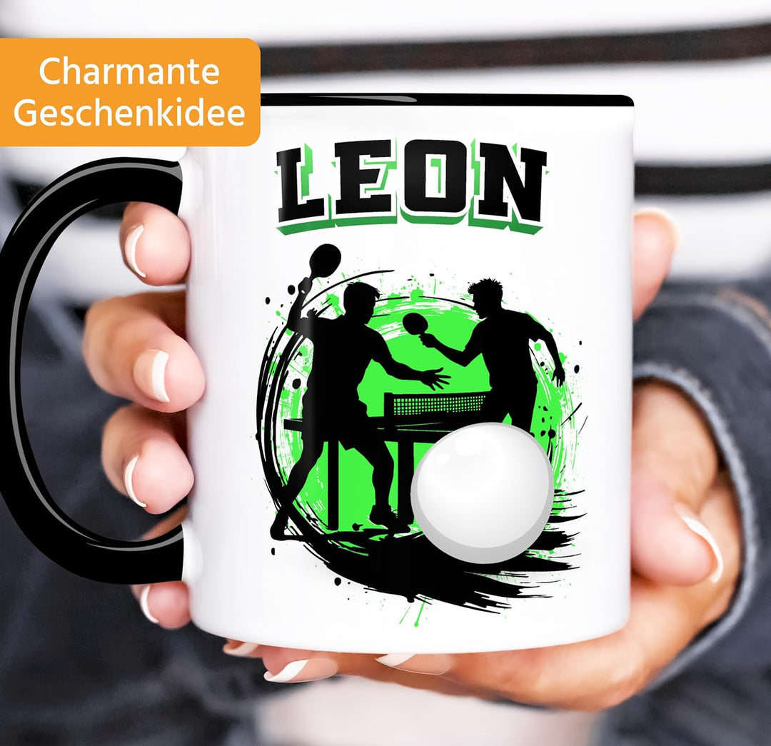 MoonWorks® Kindertasse Tischtennis Design Tasse Lieblingssport personalisiert mit Name Geschenkidee