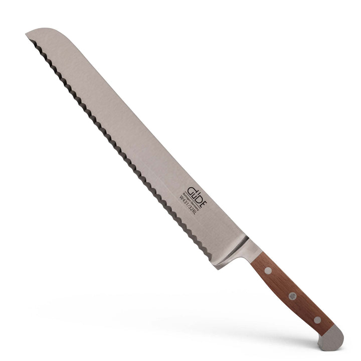 GÜDE Solingen - Brotmesser Links und Rechtshänder geschmiedet, 32 cm, Walnussholz, ALPHA WALNUSS, Do