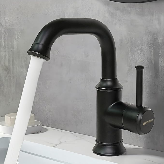 Schwarz Wasserhahn Bad, 360° Schwenkbar Waschtischarmatur Schwarz, Einhebel Mischbatterie Waschbecke