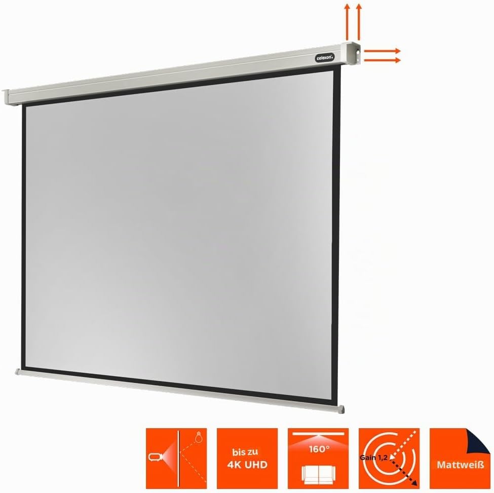 celexon Professional Motor-Leinwand 85" | 180x135 cm 4:3 | elektrische 4K,Full-HD Beamer-Leinwand fü