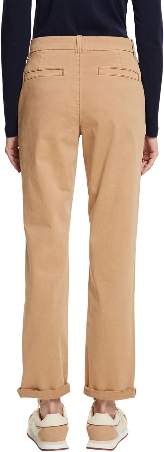 ESPRIT Chinohose in gerader Passform mit mittelhohem Bund 38W / 32L Beige, 38W / 32L Beige