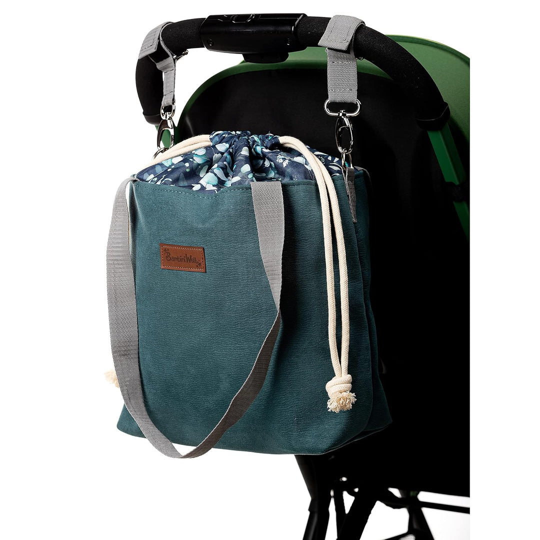 BAMBINIWELT Wickeltasche Schultertasche Shopper Babytasche Windeltasche aus LEDER für Kinderwagen Bu