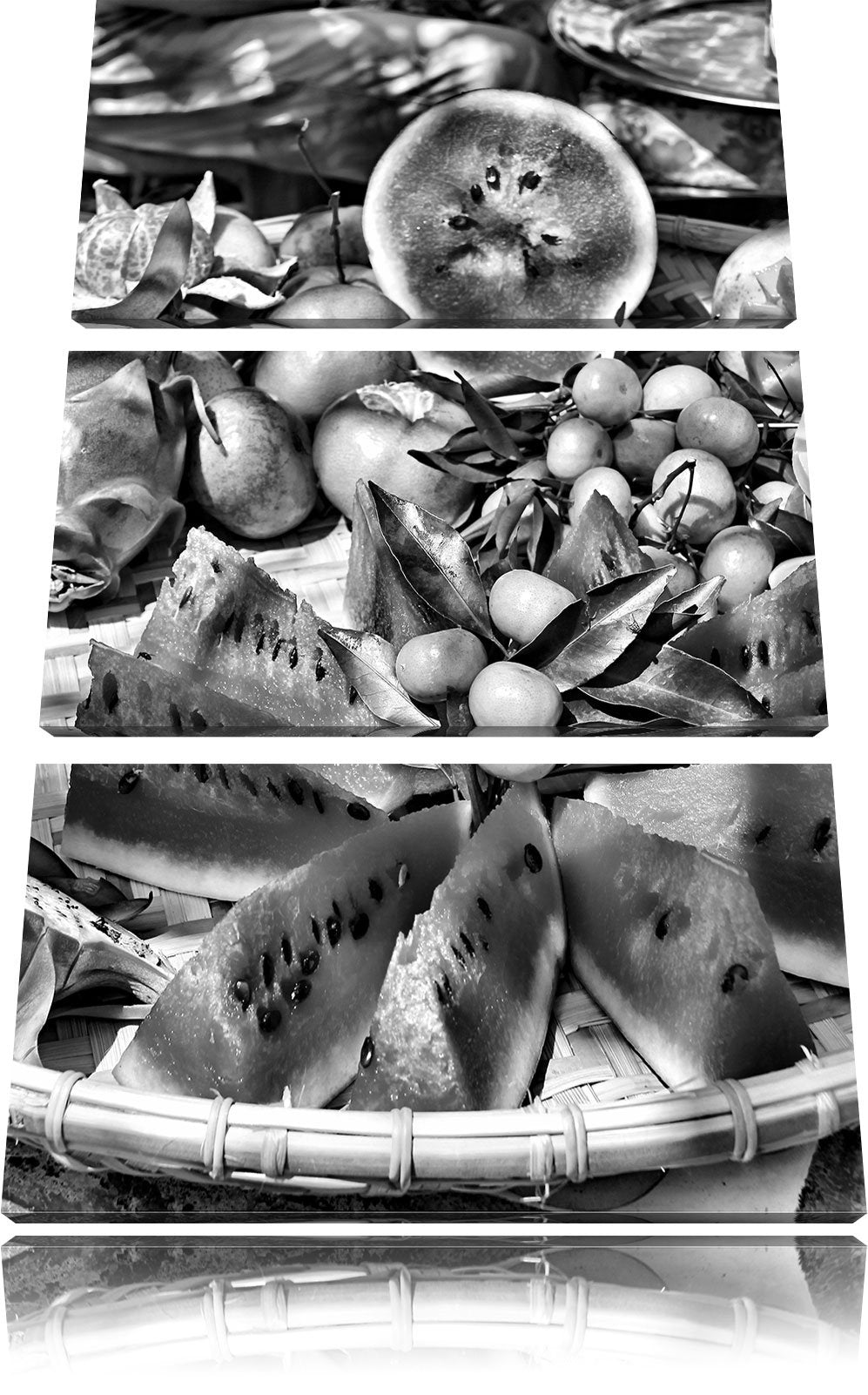Pixxprint exotischer Fruchtteller als Leinwandbild/Grösse: 3 Teilig (120x80) cm/Wandbild/Kunstdruck/
