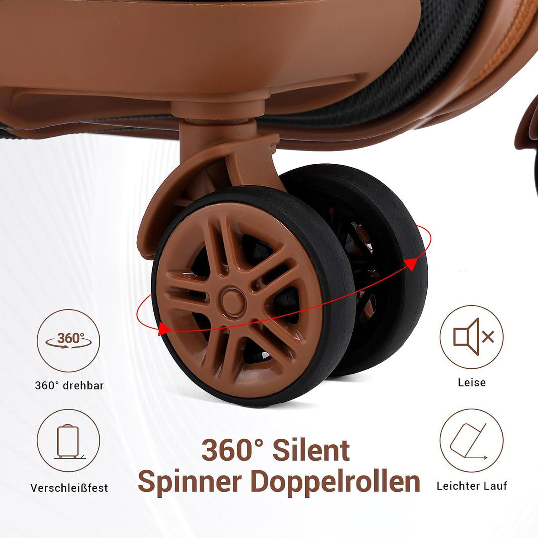 KONO Reisekoffer Set Gepäcksets 4 Teilig Kofferset, 55cm Handgepäck mit Beautycase Kosmetikkoffe mit