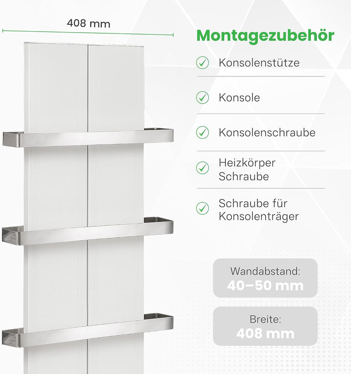 Finesa-D Badheizkörper elektrisch mit Thermostat 1500×408 mm | 1200 W – Flacher Paneel Design Handtu