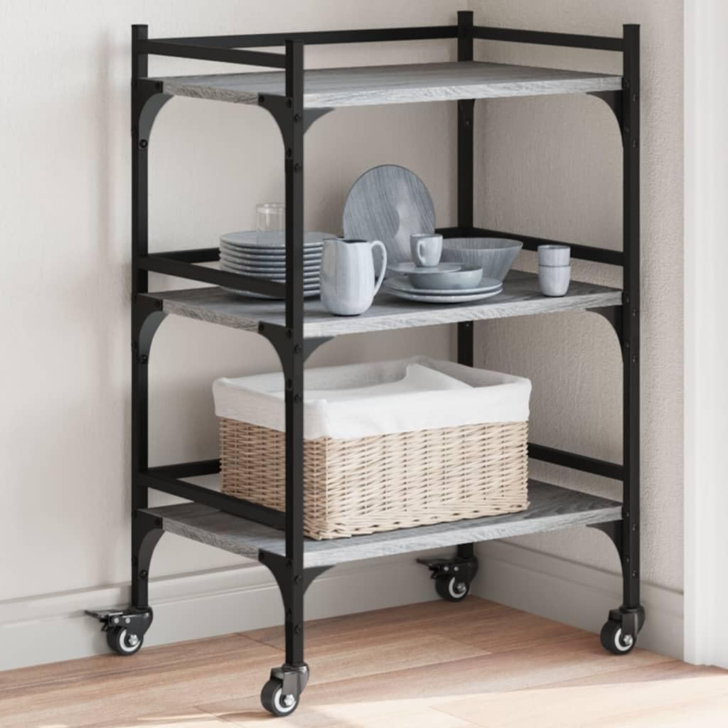 vidaXL Küchenwagen, Rollwagen mit 4 Rollen Stauraum, Beistellwagen für Küche Badezimmer Büro, Servie