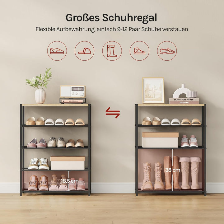 WOLTU Schuhregal mit 4 Ebenen, Schuhständer Metall, Schuhaufbewahrung platzsparend, Schuhorganizer f