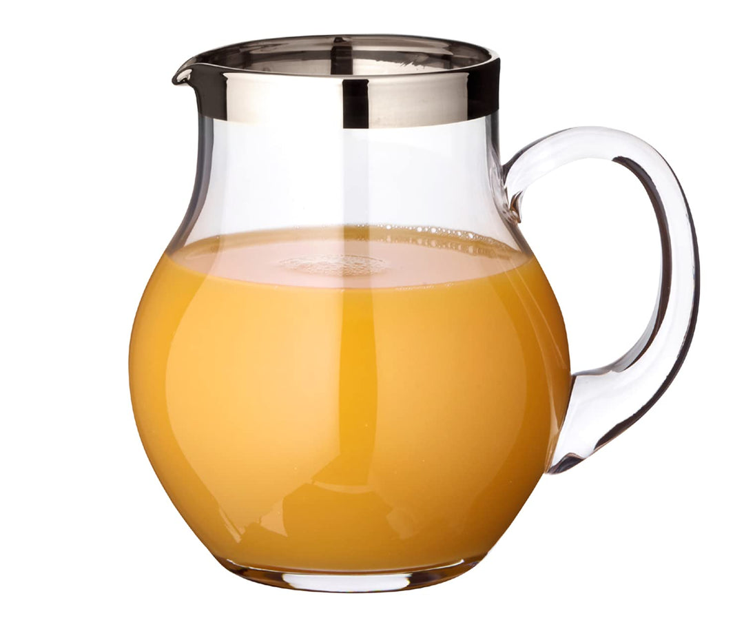 EDZARD Glaskaraffe Olivia, feiner Kristallglas Krug mit Platinrand, Füllvolumen 1,0 Liter, Höhe 16 c