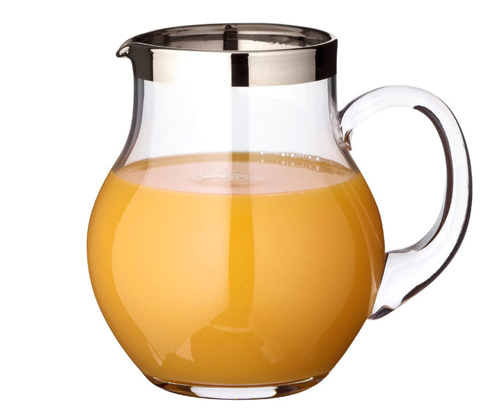 EDZARD Glaskaraffe Olivia, feiner Kristallglas Krug mit Platinrand, Füllvolumen 1,0 Liter, Höhe 16 c