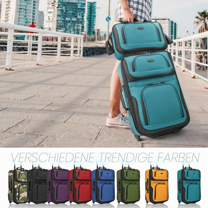 U.S. Traveler Rio Rugged Fabric Expandable Carry-on Luggage Set 2 Wheel Blaugrün/ein Hauch Von Parad
