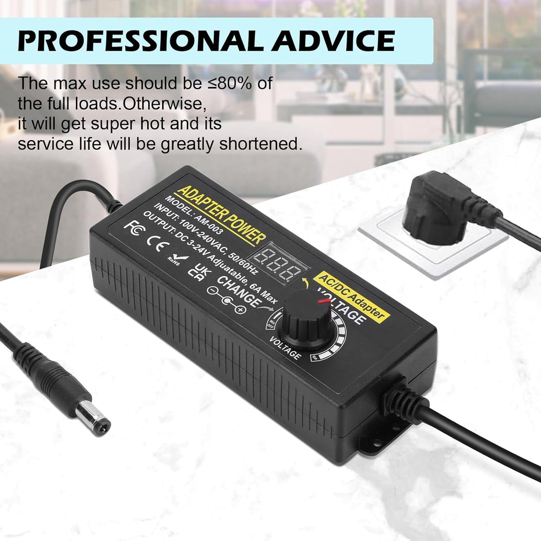 144W Universal Einstellbares Netzteil Adapter 100V-240V AC to DC 3V-24V 6A Konverter Netzteil,Einste