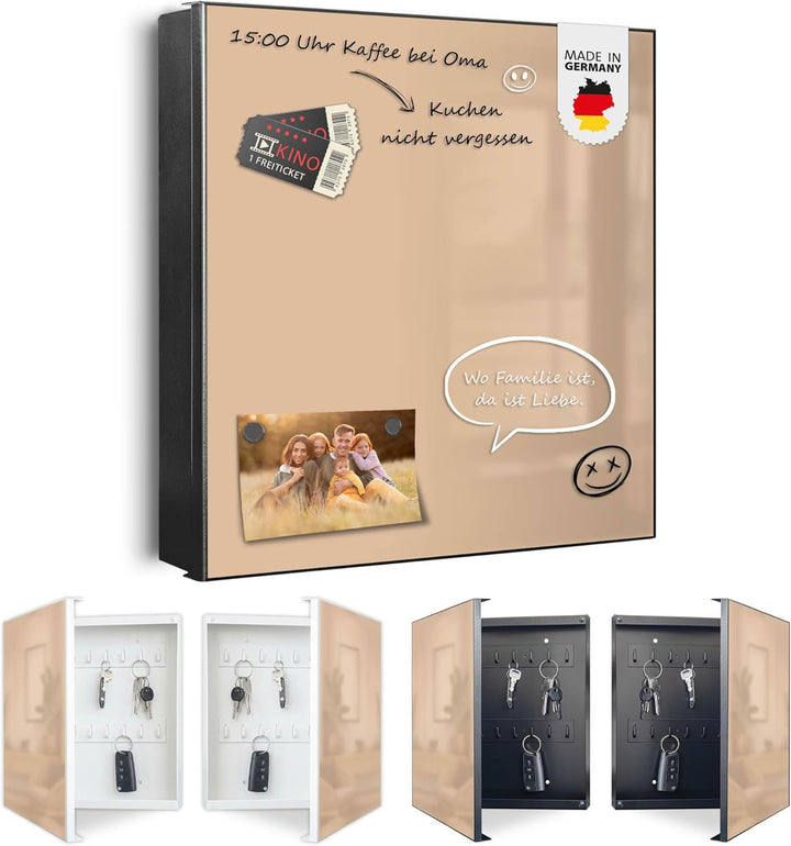 banjado Grosser Schlüsselkasten Metall - Schlüsselbox 30x30cm mit 32 Haken - Schlüsselkasten modern