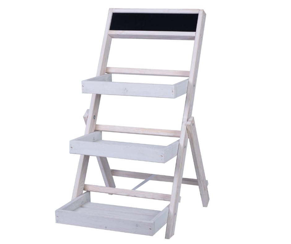Blumentreppe Blumenregal Etagere Pflanzenregal Holztreppen Garten RDEZ 3 Farben (Weiss), Weiss