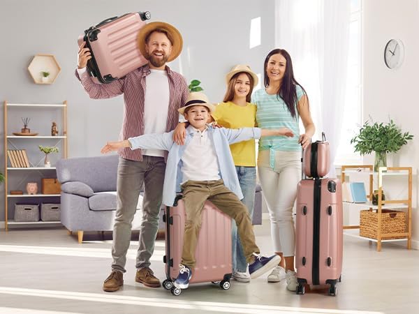 LEADZM Kofferset 4 teilig, Reisekoffer Set mit Kosmetikkoffer und Eckenschutz, Koffer Set Hartschale