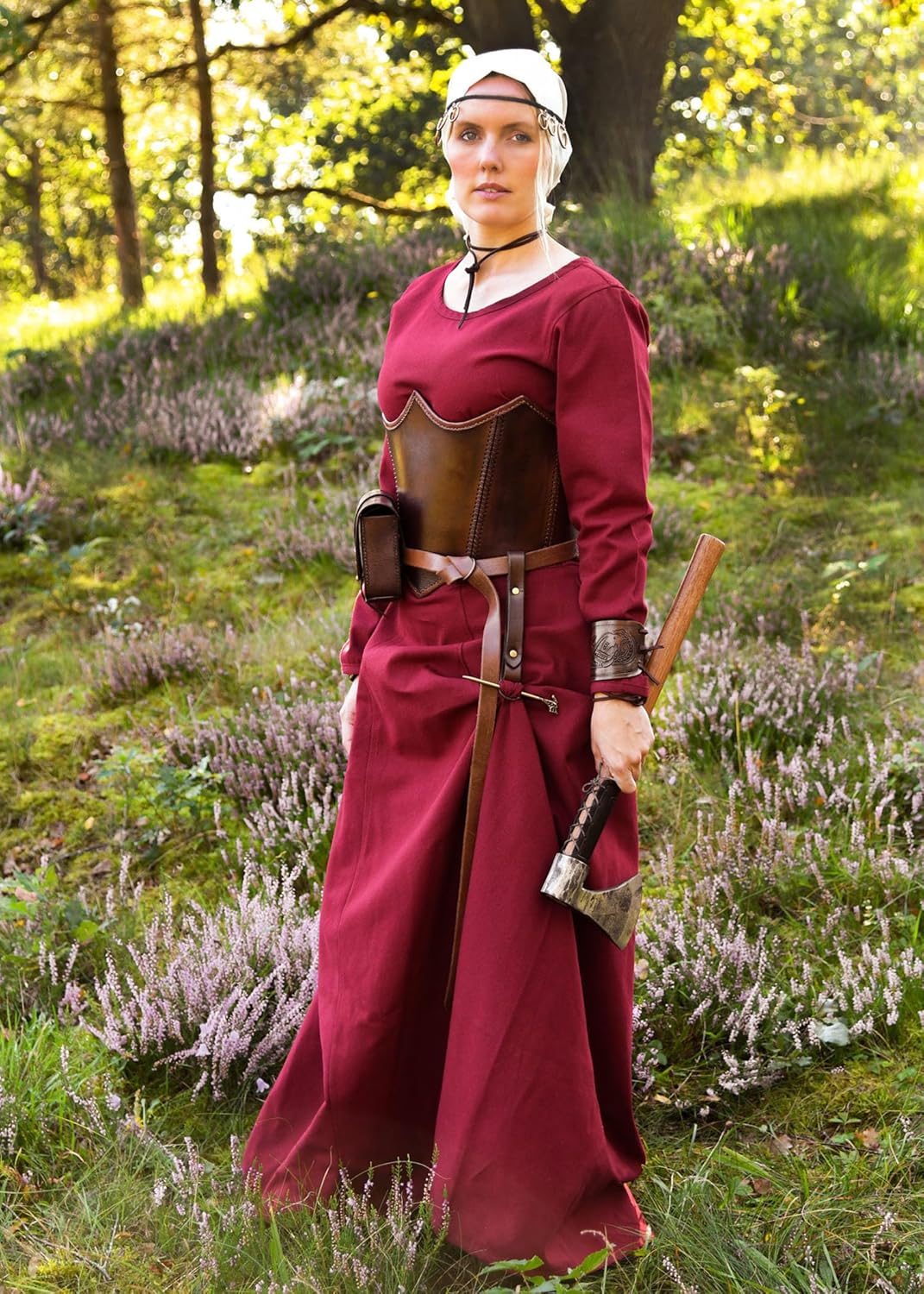Battle-Merchant Mittelalter Kleid Afra Damen | Langarm Wikinger Kostüm bodenlang | LARP Gewandung au