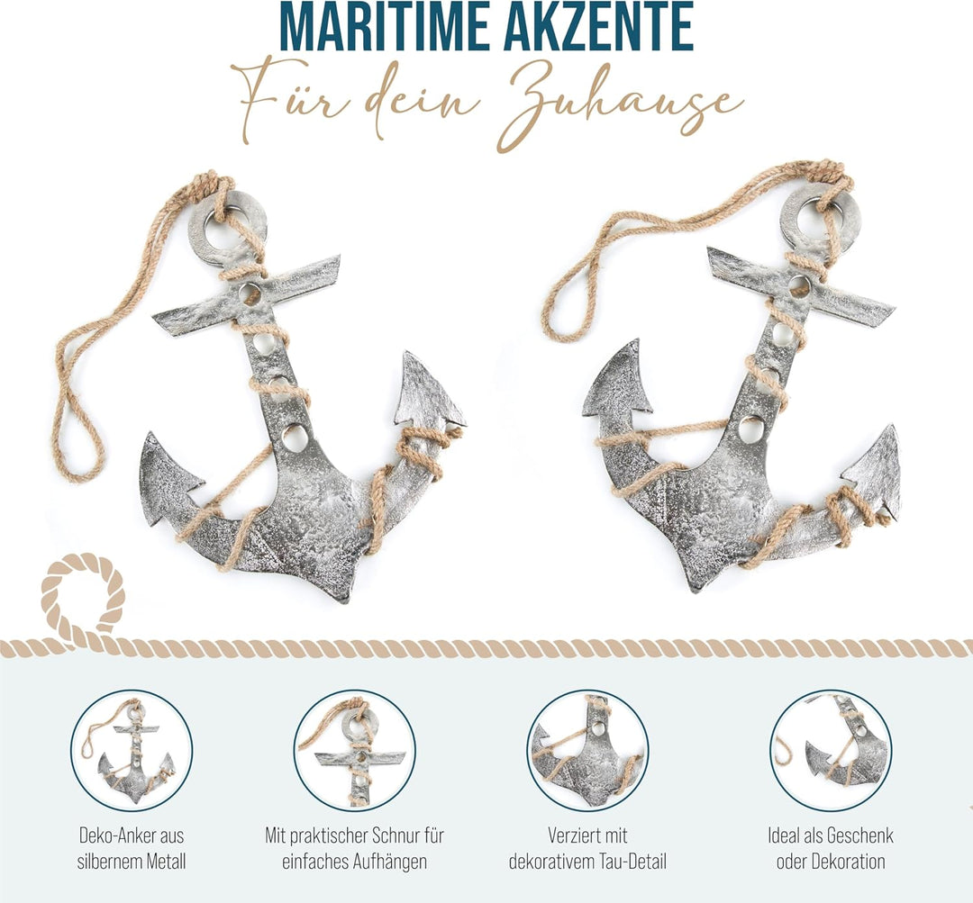 Logbuch-Verlag Grosser Deko Anker Metall 29 cm zum Aufhängen als Symbol Geschenk Hochzeit Geburtstag