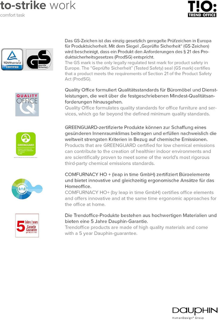 Trendoffice to-Strike Comfort sk 9248 | ergonomischer Bürostuhl | gepolstert | schwarz | mit Armlehn