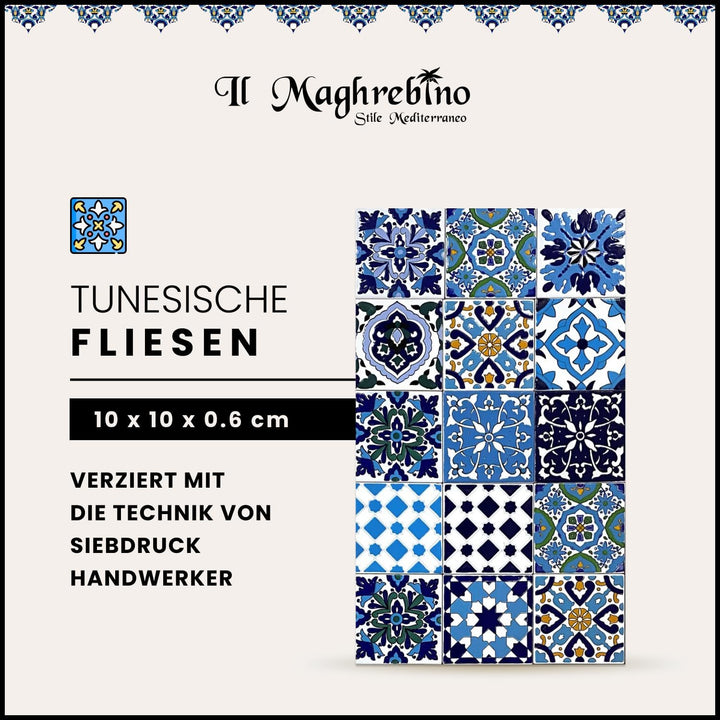 54 Premium Selection-Fliesen aus glasierter Keramik – Blue Marine – 10 x 10 cm, Dicke 0,6 cm – Tunes