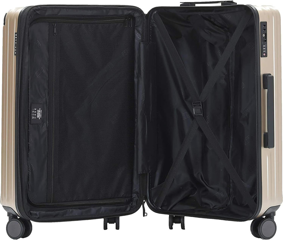 M816 TSA-Schloss Koffer Reisekoffer Trolley Kofferset Hardschale Boardcase (Champagner, Mittler Koff