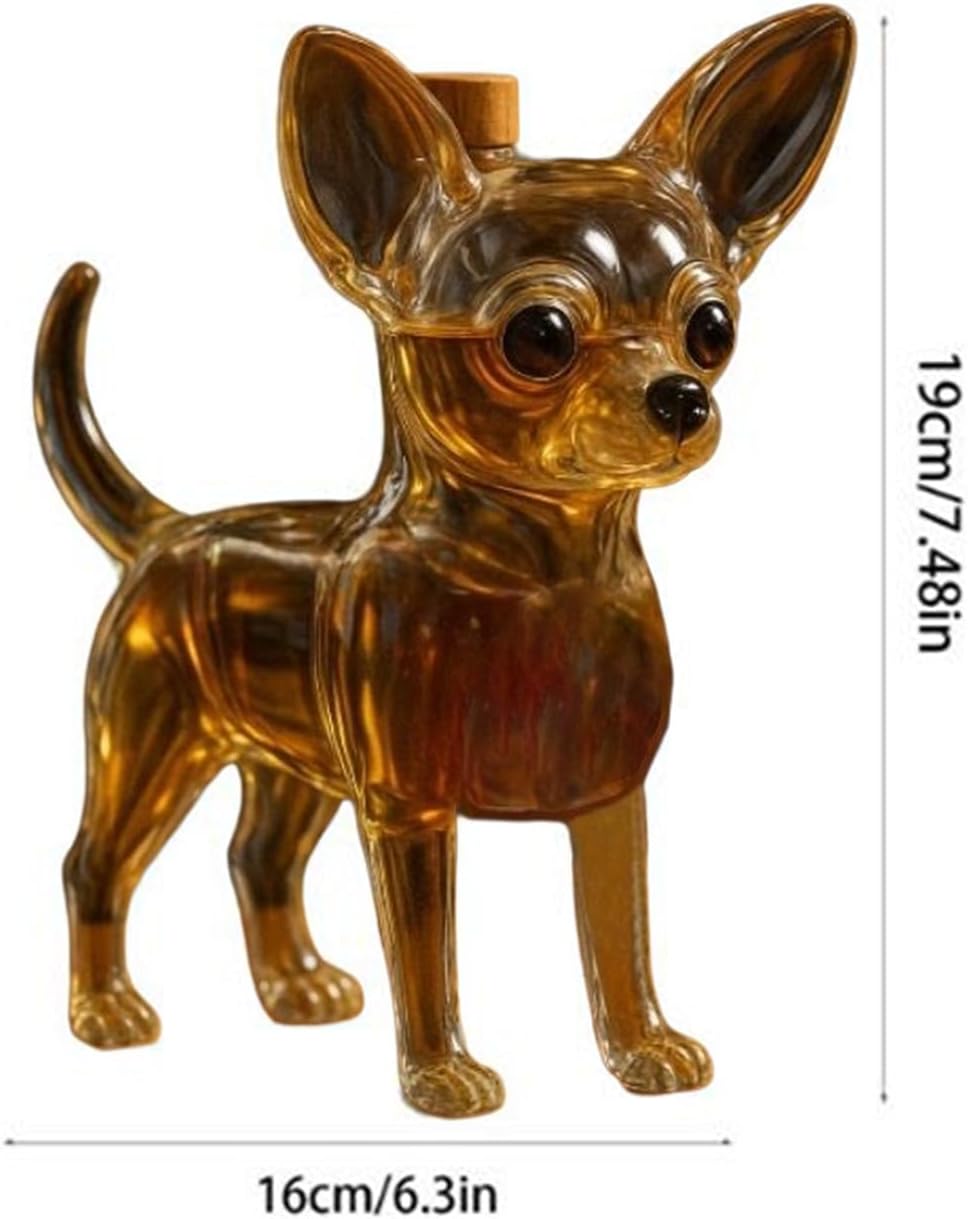 Chihuahua Whiskey Karaffe, Chihuahua Whiskey Dekanter 350ml Lustig Hund Glasflasche Tischdekoration