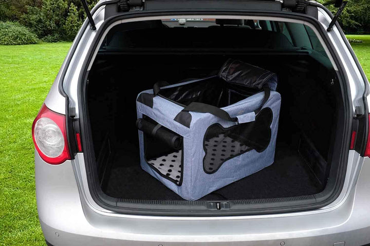 ABISTAB Transportbox Hunde und Katze Faltbare Tragetasche blau Grösse M robuste Atmungsaktive Netz m