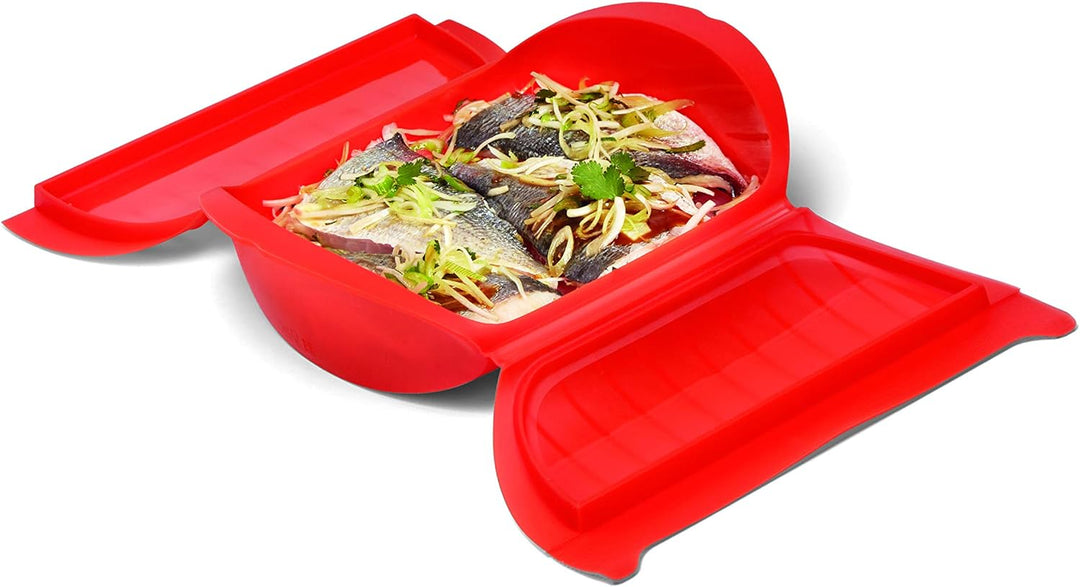 Lékué Dampfbox-Set 3,4 Personen + spanisches Rezeptbuch, 3,4 Personen