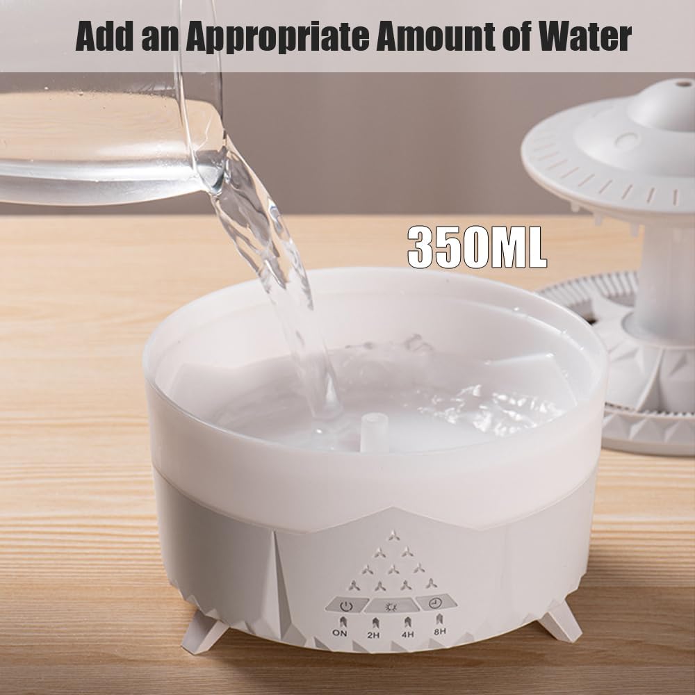 Rain-Cloud Humidifier, 350 ml Regenwolken-Luftbefeuchter, kabelloser Fernbedienung Aroma Diffuser mi