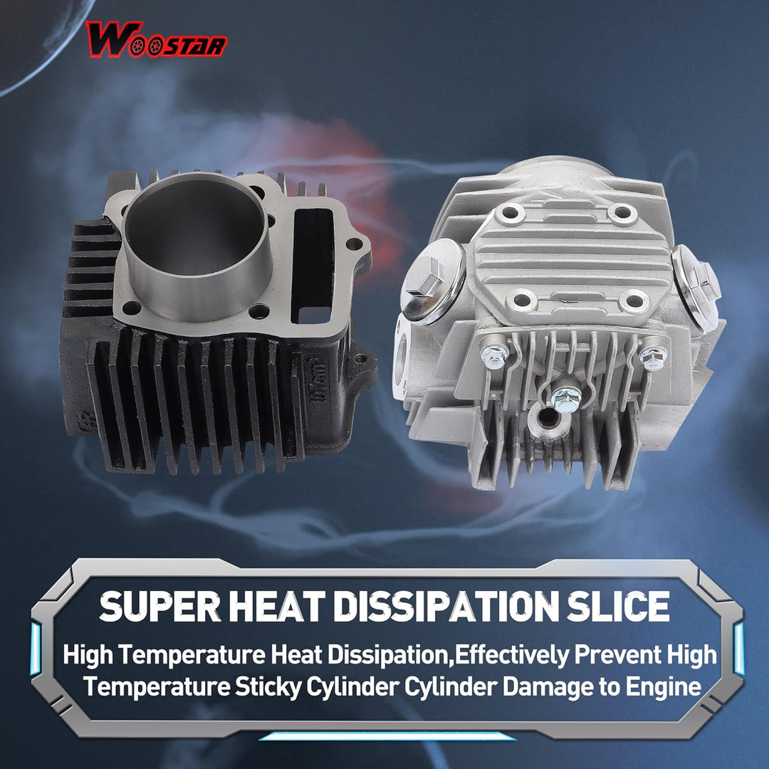 WOOSTAR 52,4 mm Big Bore Zylinder und Kopf 66mm Ventile mit Kolbenring Ersatz für 4-Takt 110ccm Chin