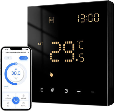 Smart WiFi Thermostat Für Wasser Fussbodenheizung und Gasboiler, Programmierbar Raumthermostat Unter