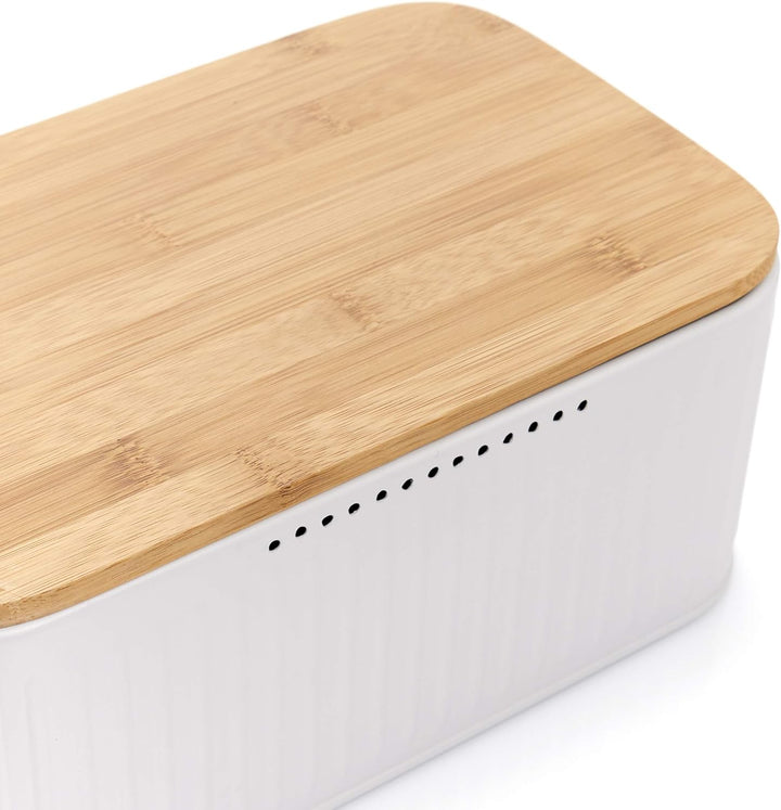 ZELLER Present - Schöner LEBEN. Praktisch WOHNEN. 25161 Brotkasten mit Bamboodeckel, Brotkasten, Met