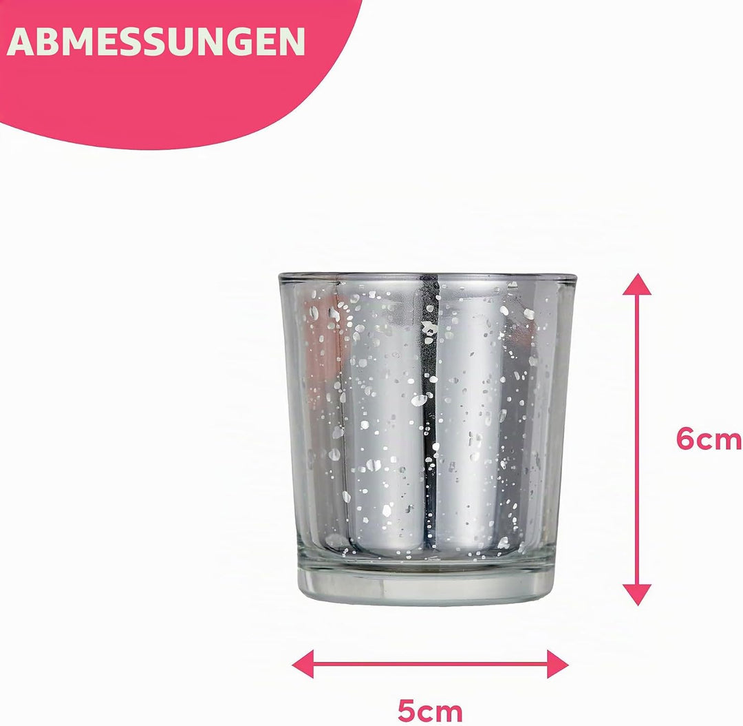 THE TWIDDLERS - Set von 15 Premium gesprenkelten Teelichthaltern - 5x6cm Glas-Kerzenhalter - Heimdek
