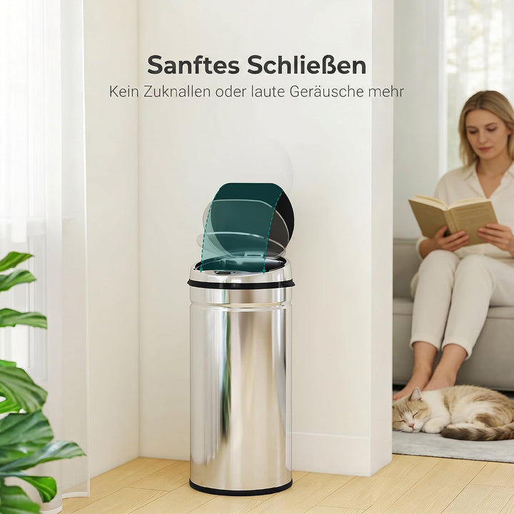 HOMCOM Sensor Mülleimer 42L mit Bewegungssensor für Küche, Büro, Silber