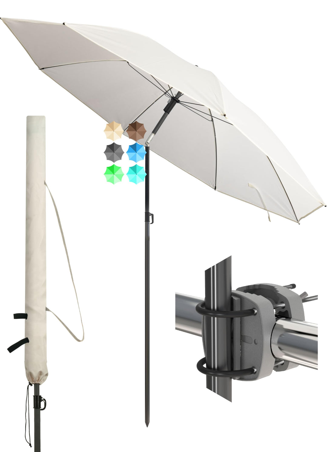 4smile Sonnenschirm Balkon SunnyJoy im 3er-Set - UPF 50+ Balkon Schirm 160 cm + Sonnenschirmhalter B