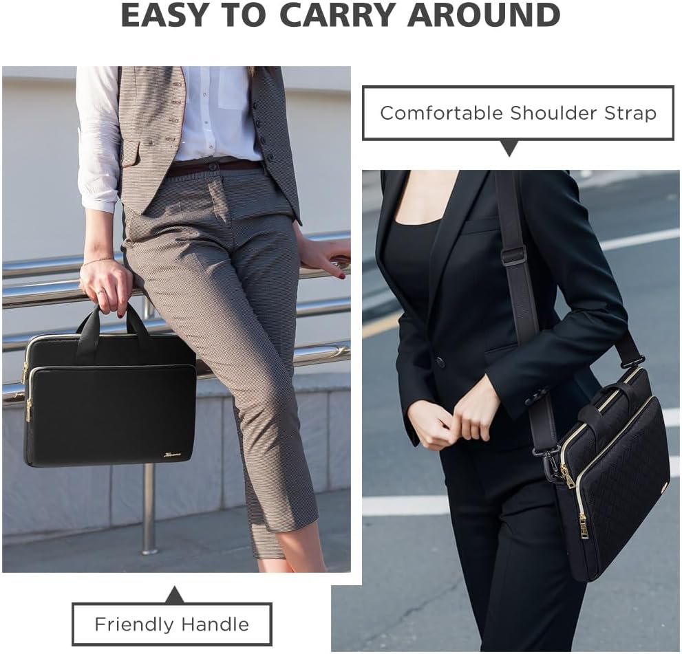 kizuna Laptoptasche 13 bis 17 Zoll, wasserdicht, Handtasche 17 Inch Schwarzer Schultergurt, 17 Inch