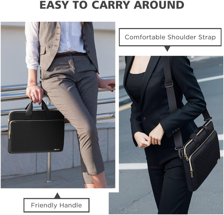 kizuna Laptoptasche 13 bis 17 Zoll, wasserdicht, Handtasche 17 Inch Schwarzer Schultergurt, 17 Inch