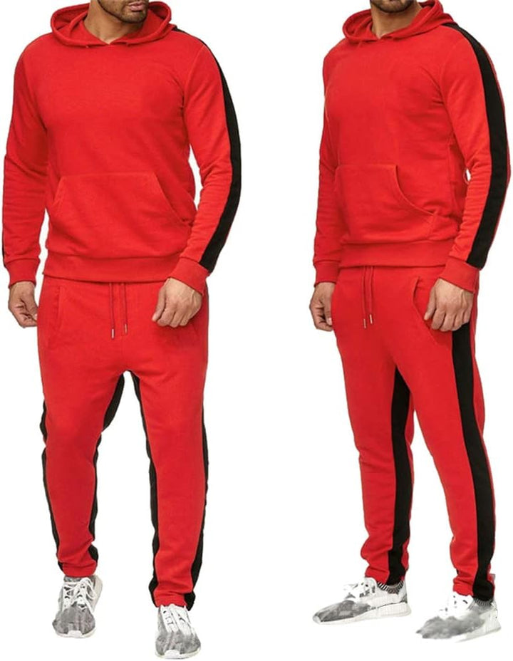 amropi Herren Trainingsanzug Jogginganzug Männer Kapuzenpullover und Jogginghose Sportanzug 6XL Rot,