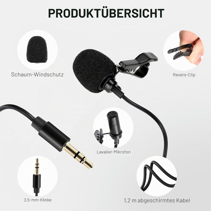 NEEWER 2er Lavalier Mikrofon, omnidirektionales Kondensator Ansteckmikrofon, kabelgebunden, für die