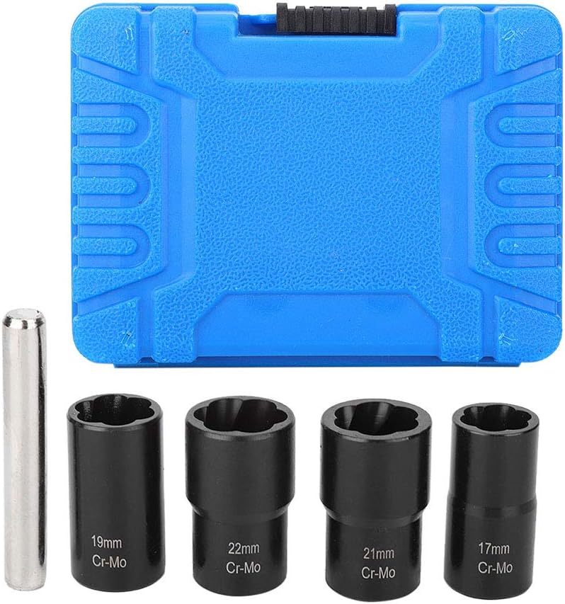 Gorgeri Carbon Steel 5Pcs Twist Socket Set Radmutter Bolt Extractor Entferner 17mm 19mm 21mm 22mm Bu