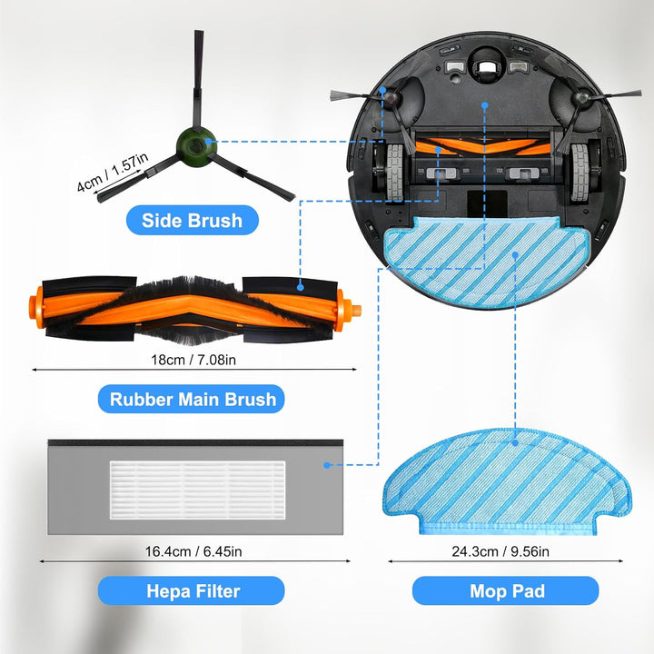 Zubehörset für Yeedi Vac Max, Vac Hybrid, Vac 2 Pro, Vac Station K760, für Ecovacs Ozmo Deebot T8 Ai