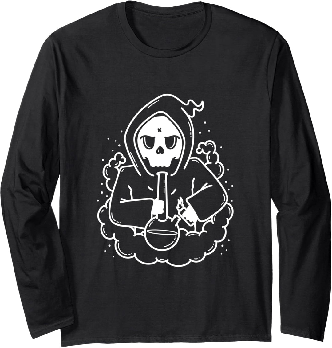 Funny Grim Reaper Marijuana Bong Shirt Men Women Langarmshirt