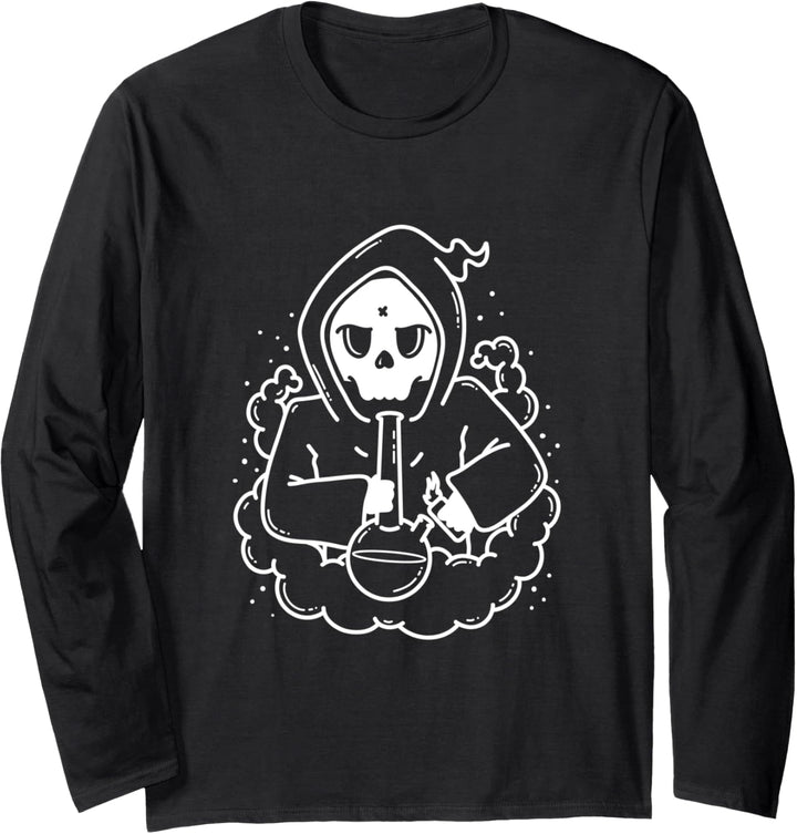 Funny Grim Reaper Marijuana Bong Shirt Men Women Langarmshirt
