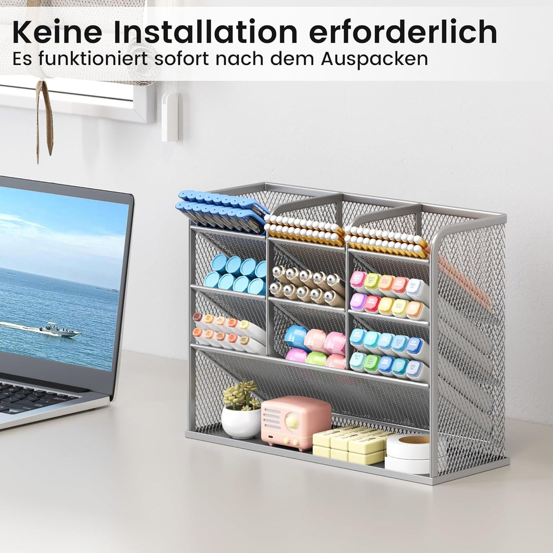 VITVITI Schreibtisch Organizer, 9 Fächer Stiftehalter, Netz Stifte Regal aus Metall, Stiftehalter Sc