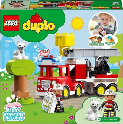 Lego 10969 DUPLO Town Feuerwehrauto Spielzeug, Lernspielzeug für Kleinkinder ab 2 Jahren, Set mit Bl