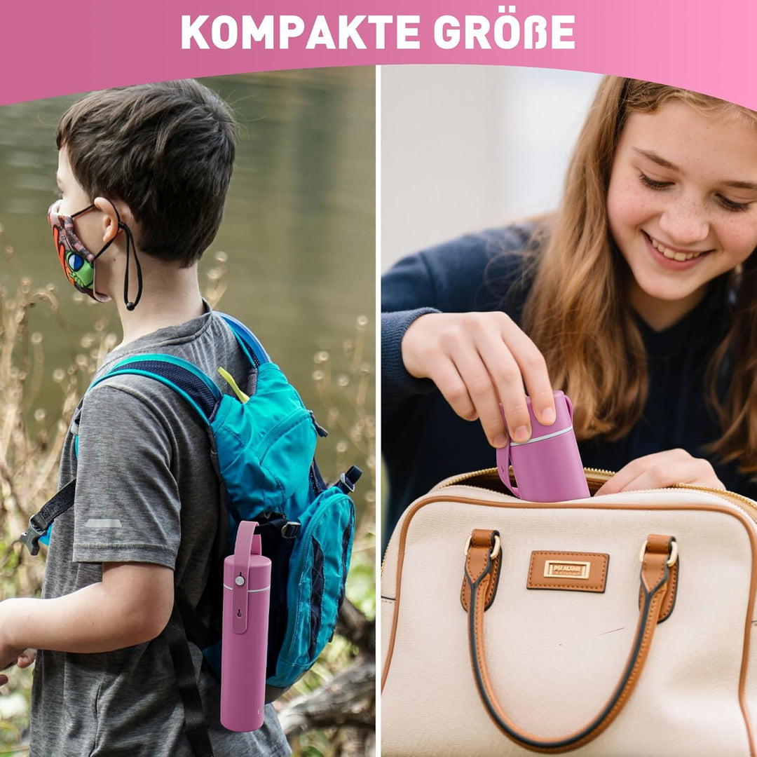 Exllena Trinkflasche Klein 300ml mit Verstellbarer Silikon-Griff – Mini Thermosflasche mit Edelstahl