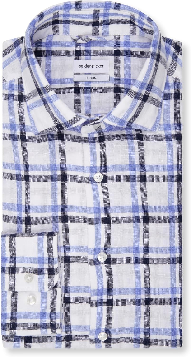 Seidensticker Herren Extra Slim Fit Langarm Hemd Shirt 44 Blau, 44 Blau